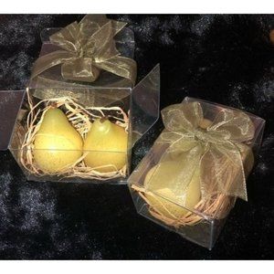 Pear Candles Gift Box Wedding Favor Green 3” x 2.25” x 1.75”